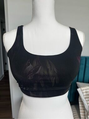 lululemon athletica Black Floral-Print Scoop Sports Bra